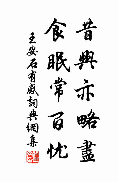 王安石昔兴亦略尽，食眠常百忧书法作品欣赏