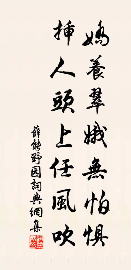 薛能娇养翠娥无怕惧，插人头上任风吹书法作品欣赏