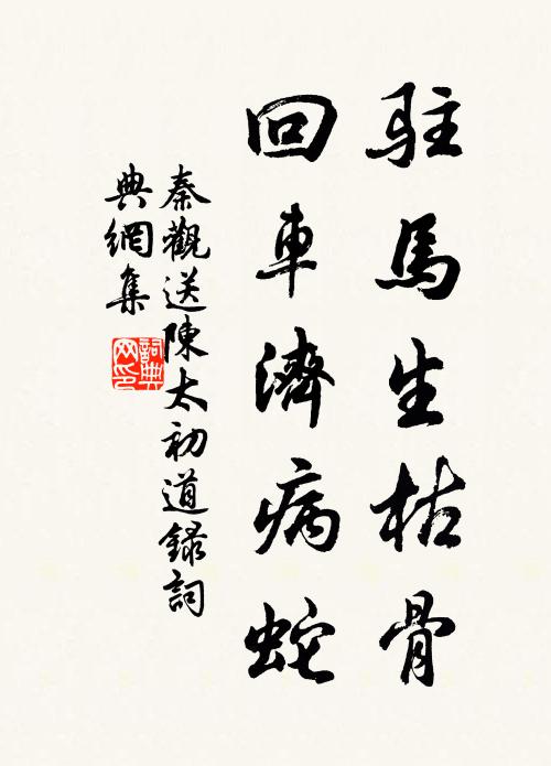 秦观驻马生枯骨，回车济病蛇书法作品欣赏