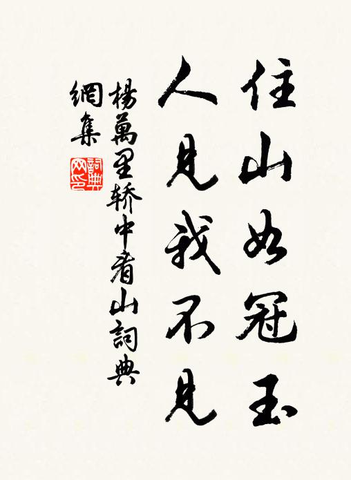 杨万里住山如冠玉，人见我不见书法作品欣赏