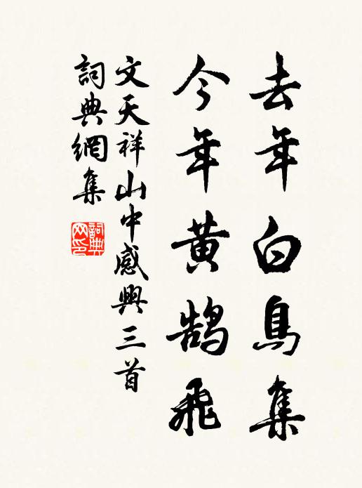 文天祥去年白鸟集，今年黄鹄飞书法作品欣赏