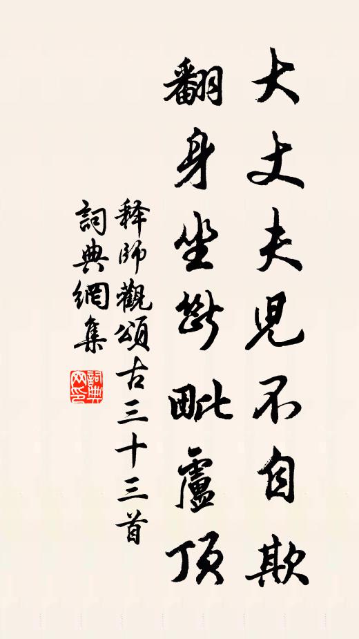 释师观大丈夫儿不自欺，翻身坐断毗卢顶书法作品欣赏