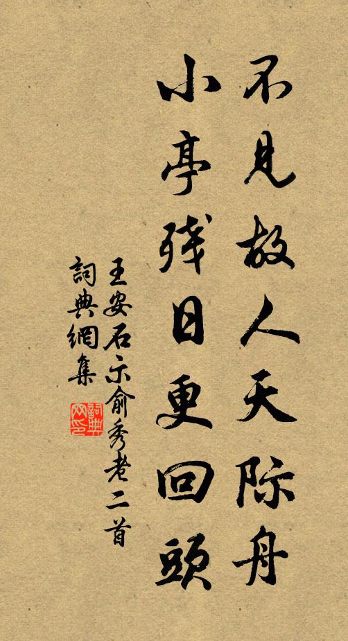 王安石不见故人天际舟，小亭残日更回头书法作品欣赏