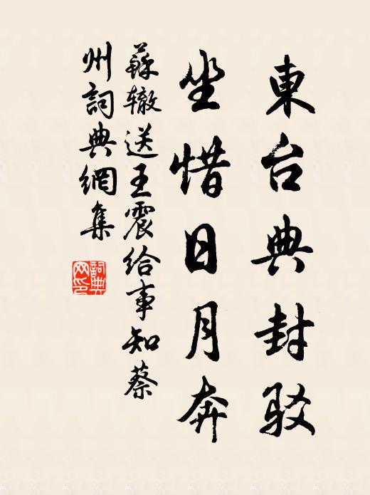 苏辙东台典封驳，坐惜日月奔书法作品欣赏