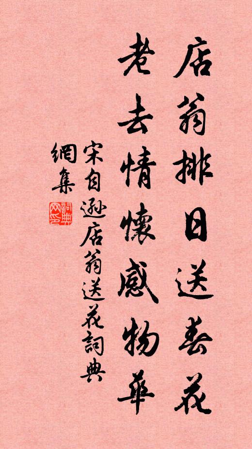 宋自逊店翁排日送春花，老去情怀感物华书法作品欣赏