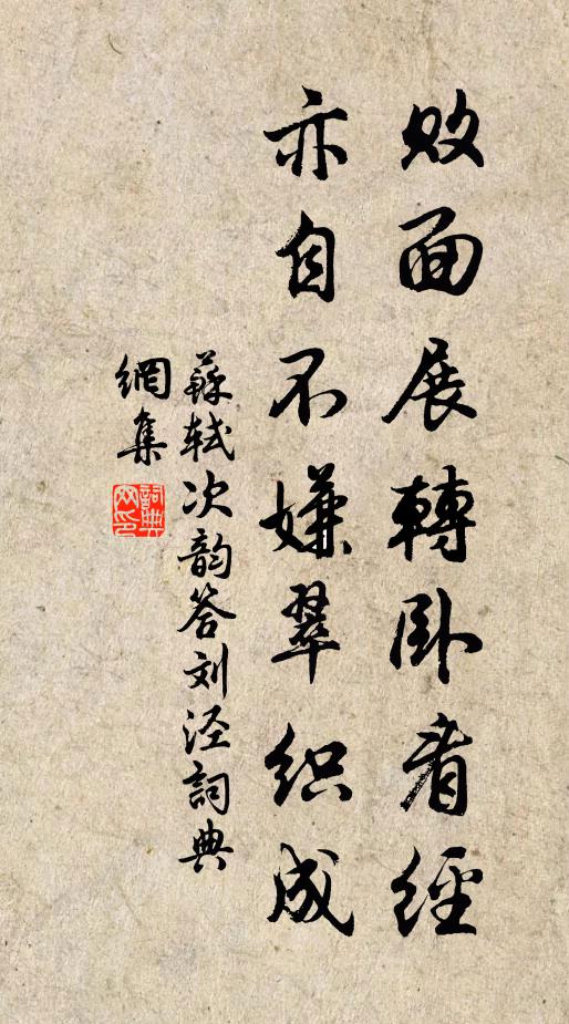 苏轼败面展转卧看经，亦自不嫌翠织成书法作品欣赏