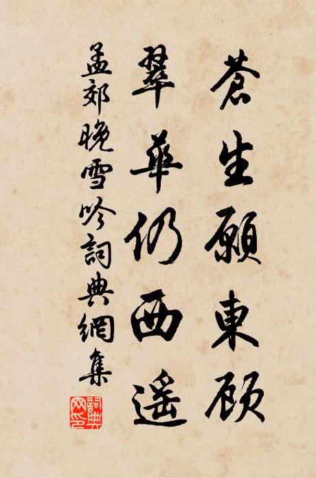 孟郊苍生愿东顾，翠华仍西遥书法作品欣赏