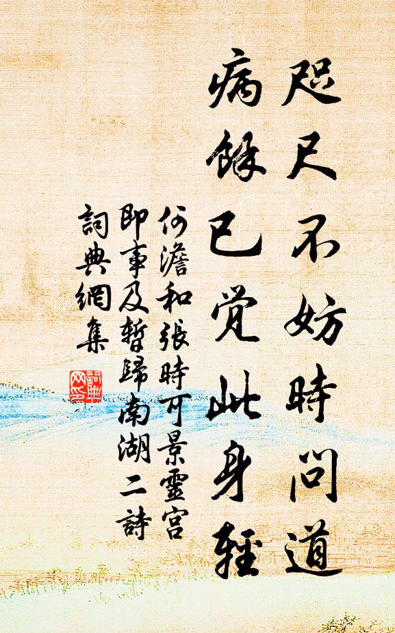 何澹咫尺不妨时问道，病余已觉此身轻书法作品欣赏