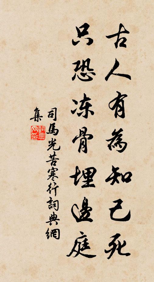 司马光古人有为知己死，只恐冻骨埋边庭书法作品欣赏