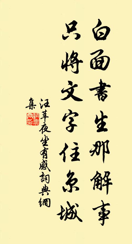 汪莘白面书生那解事，只将文字住京城书法作品欣赏