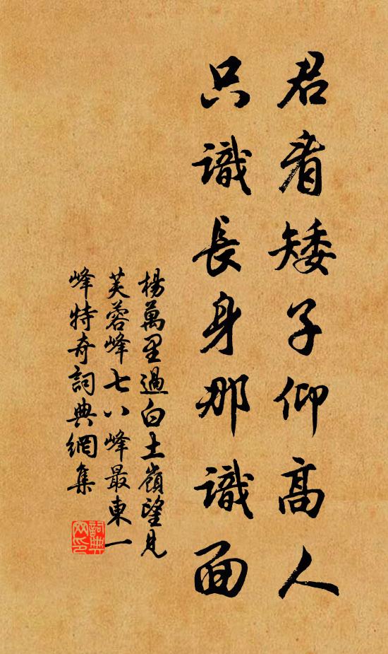 杨万里君看矮子仰高人，只识长身那识面书法作品欣赏