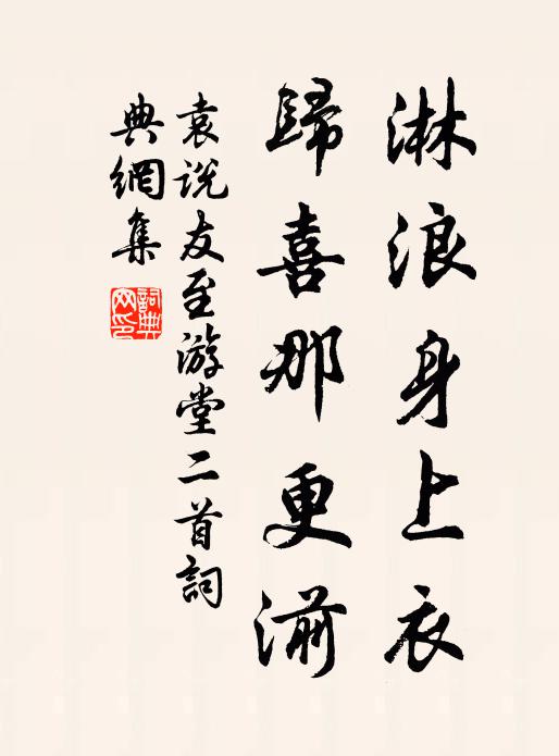 袁说友淋浪身上衣，归喜那更湔书法作品欣赏