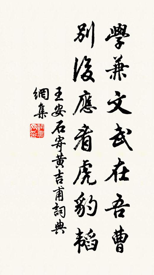 王安石学兼文武在吾曹，别后应看虎豹韬书法作品欣赏