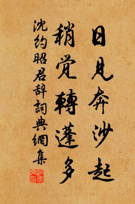 沈约日见奔沙起，稍觉转蓬多书法作品欣赏