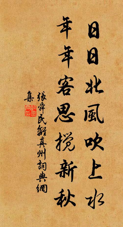 张舜民日日北风吹上水，年年客思搅新秋书法作品欣赏