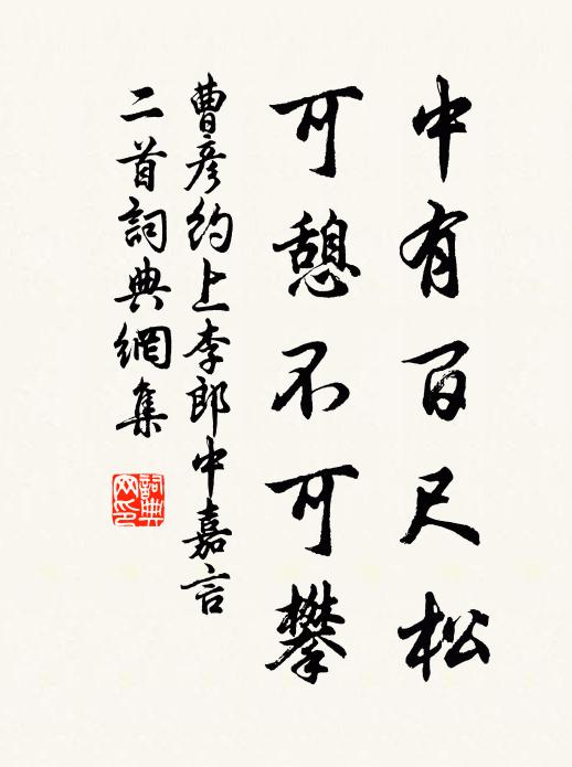 曹彦约中有百尺松,可憩不可攀书法作品欣赏