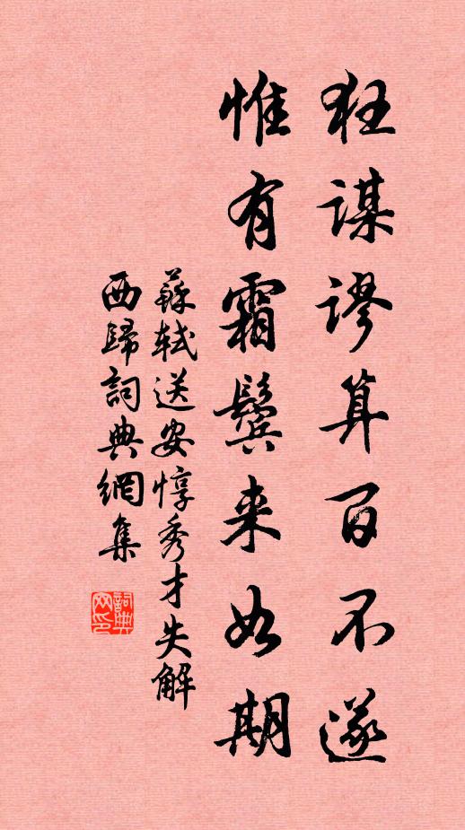 苏轼狂谋谬算百不遂，惟有霜鬓来如期书法作品欣赏