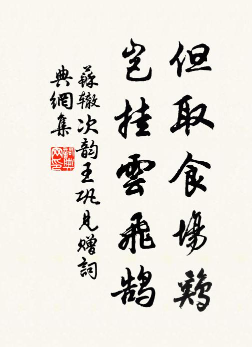 苏辙但取食场鸡，岂挂云飞鹄书法作品欣赏