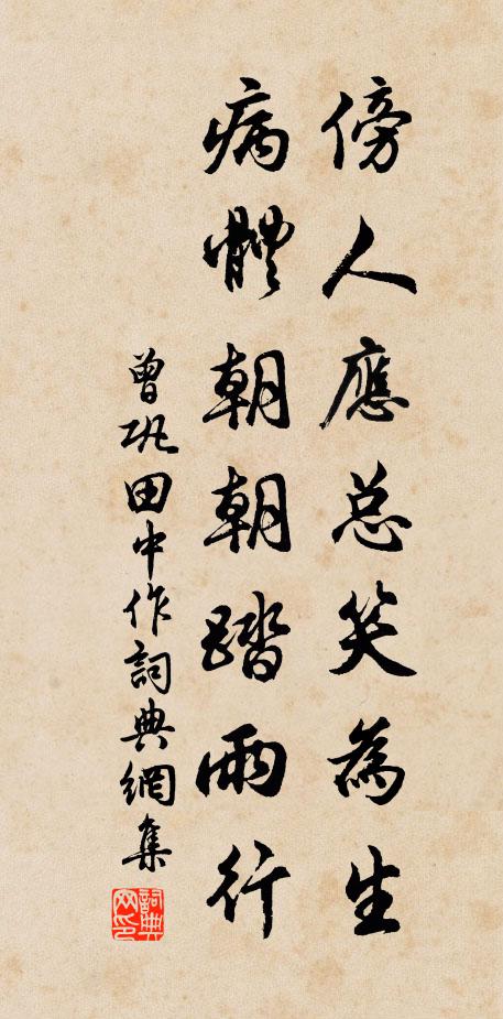 曾巩傍人应总笑为生，病体朝朝踏雨行书法作品欣赏