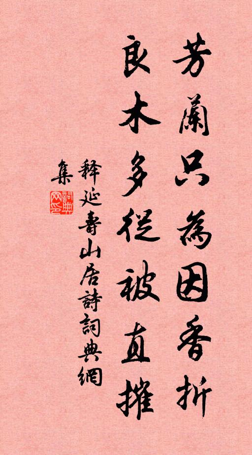 释延寿芳兰只为因香折，良木多从被直摧书法作品欣赏