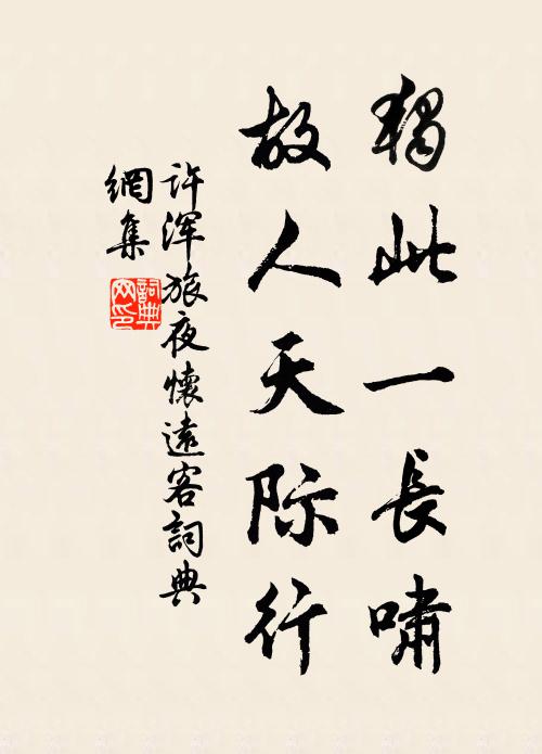 许浑独此一长啸，故人天际行书法作品欣赏