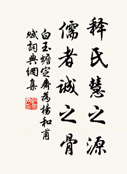 白玉蟾释氏慧之源，儒者诚之骨书法作品欣赏