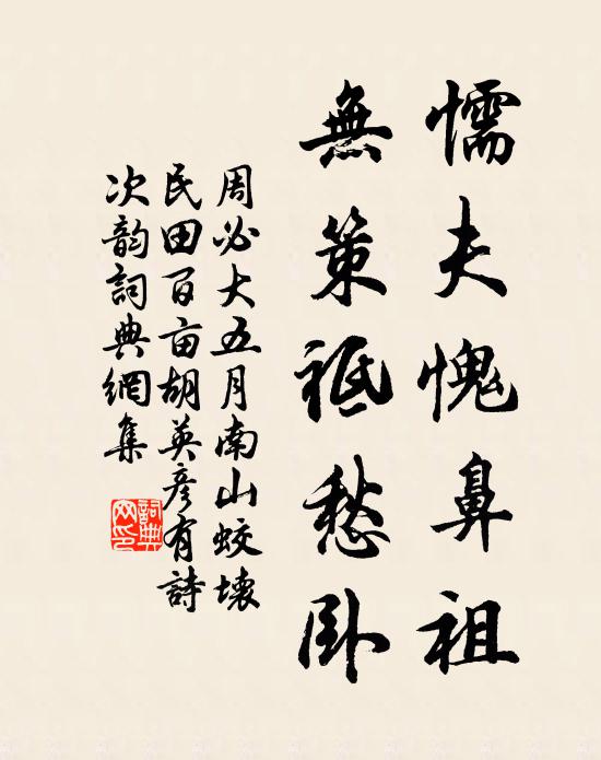 周必大懦夫愧鼻祖，无策祗愁卧书法作品欣赏