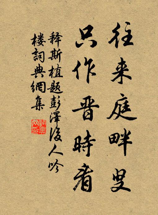 释斯植往来庭畔叟，只作晋时看书法作品欣赏