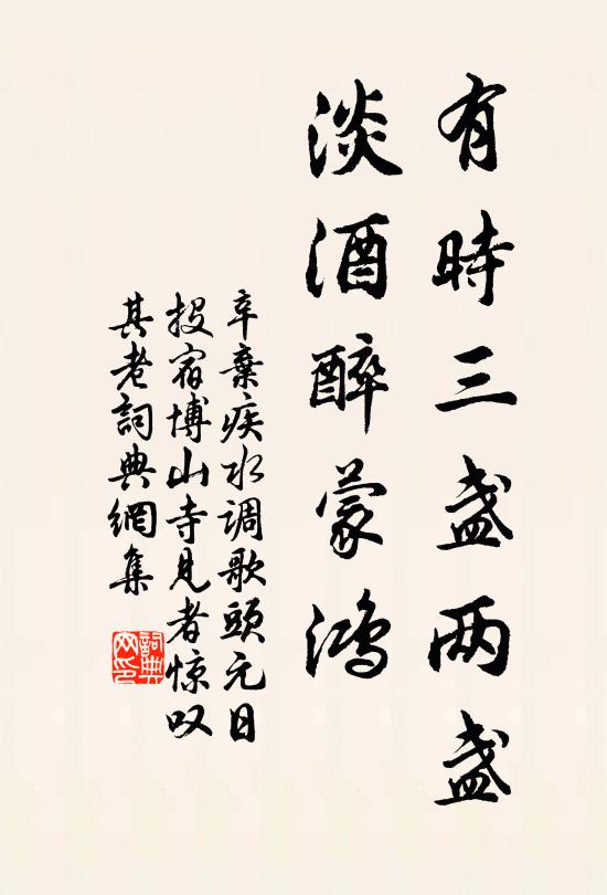 辛弃疾有时三盏两盏，淡酒醉蒙鸿书法作品欣赏