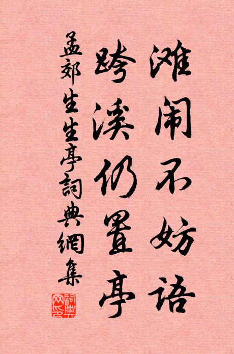 孟郊滩闹不妨语，跨溪仍置亭书法作品欣赏