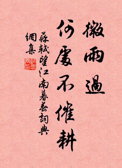 苏轼微雨过，何处不催耕书法作品欣赏