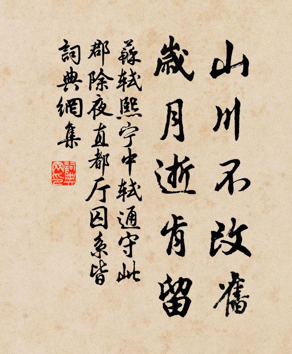 苏轼山川不改旧，岁月逝肯留书法作品欣赏