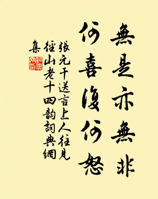 张元干无是亦无非，何喜复何怒书法作品欣赏