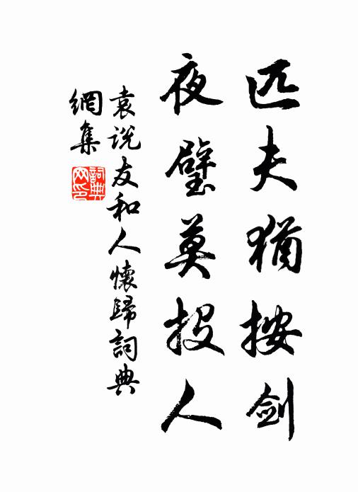 袁说友匹夫犹按剑，夜璧莫投人书法作品欣赏