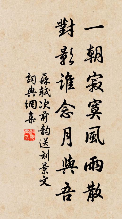 苏轼一朝寂寞风雨散，对影谁念月与吾书法作品欣赏