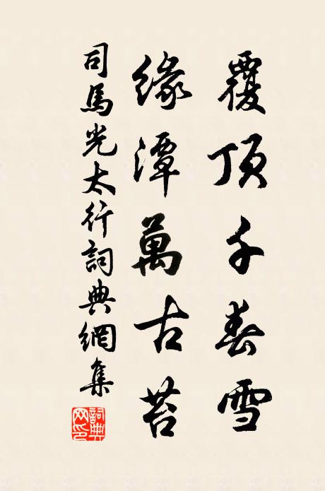 司马光覆顶千春雪，缘潭万古苔书法作品欣赏