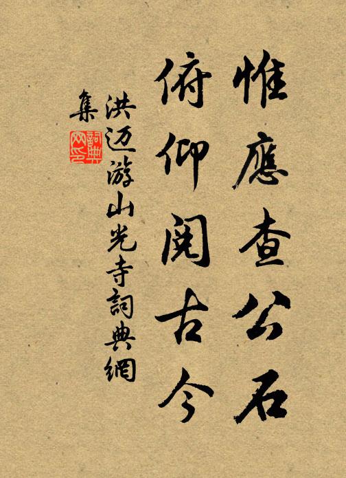 洪迈惟应查公石，俯仰阅古今书法作品欣赏