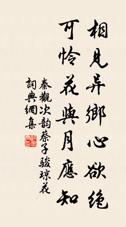 秦观相见异乡心欲绝，可怜花与月应知书法作品欣赏