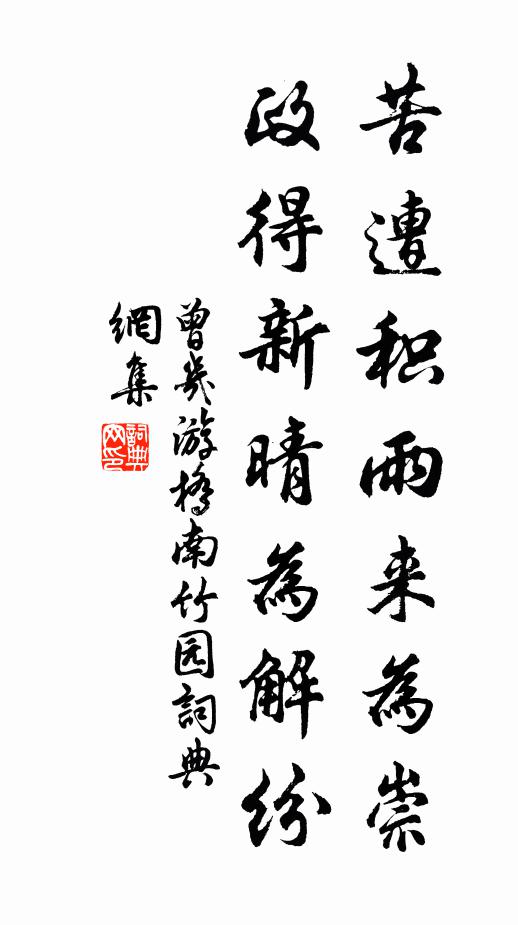 曾几苦遭积雨来为崇，政得新晴为解纷书法作品欣赏
