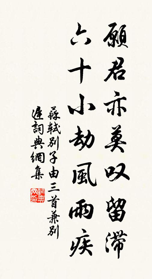 苏轼愿君亦莫叹留滞，六十小劫风雨疾书法作品欣赏