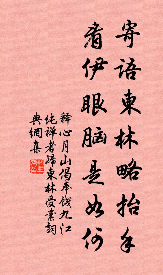 释心月寄语东林略抬手，看伊眼脑是如何书法作品欣赏