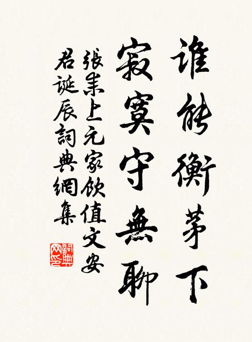 张耒谁能衡茅下，寂寞守无聊书法作品欣赏