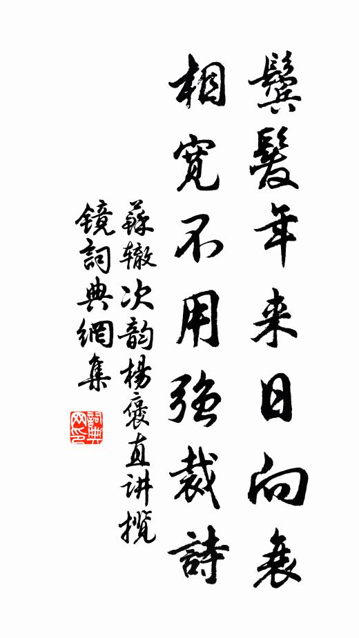 苏辙鬓发年来日向衰，相宽不用强裁诗书法作品欣赏