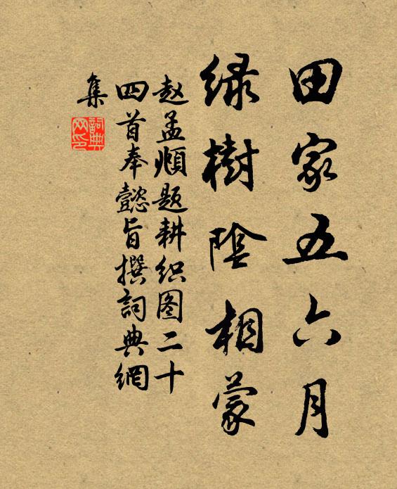 赵孟頫田家五六月，绿树阴相蒙书法作品欣赏