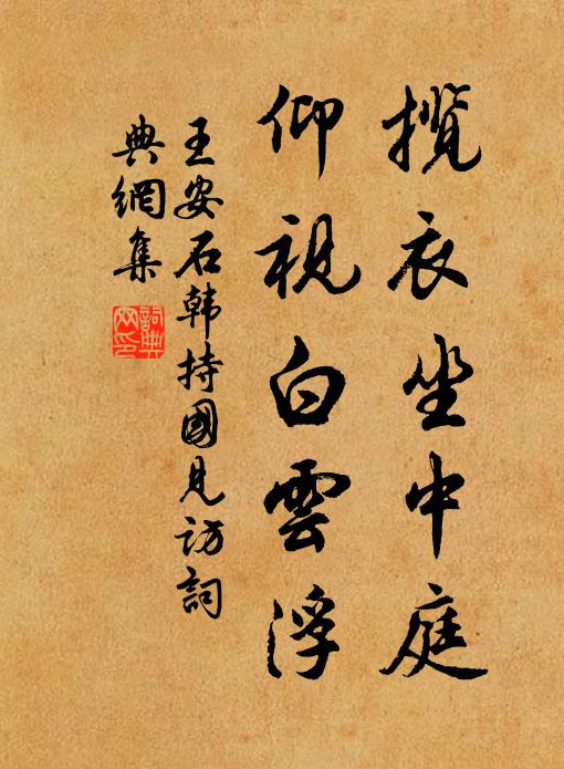 王安石揽衣坐中庭，仰视白云浮书法作品欣赏