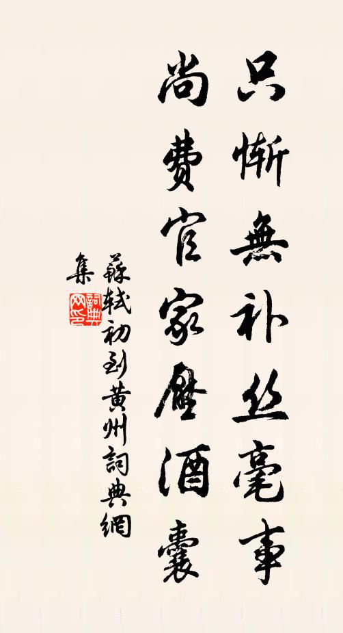 苏轼只惭无补丝毫事，尚费官家压酒囊书法作品欣赏