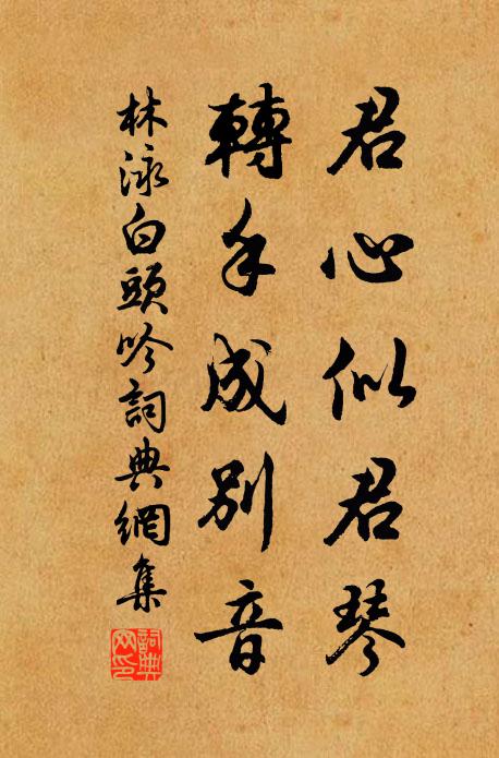 林泳君心似君琴，转手成别音书法作品欣赏
