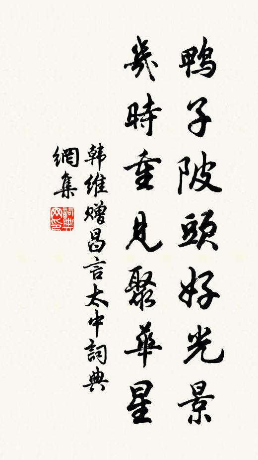 韩维鸭子陂头好光景，几时重见聚华星书法作品欣赏