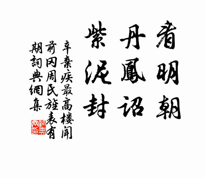 辛弃疾看明朝，丹凤诏，紫泥封书法作品欣赏