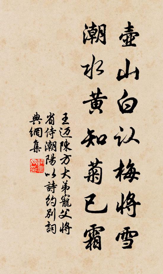 王迈壶山白认梅将雪，潮水黄知菊已霜书法作品欣赏